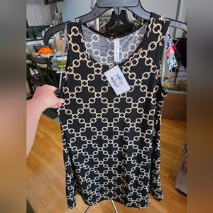 Honeyme Black and Cream Chain Tank Top